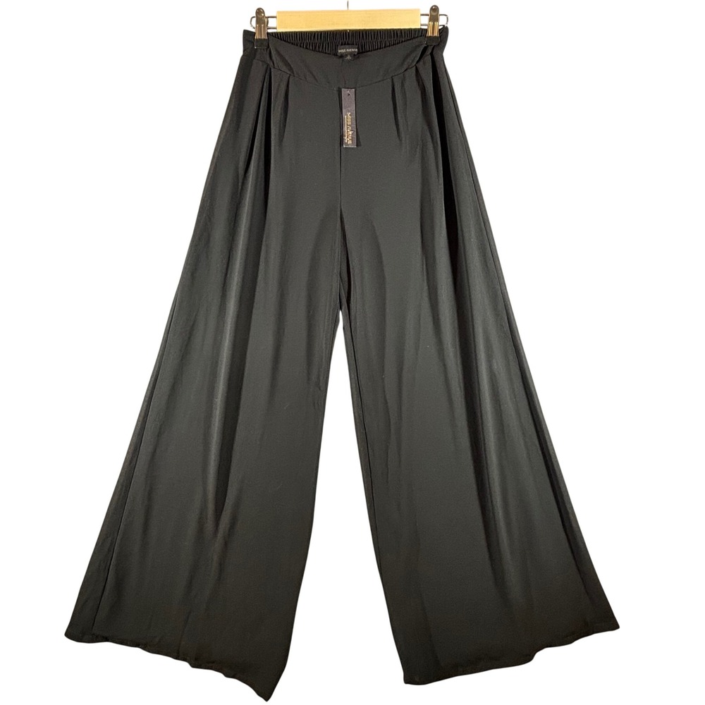 Miss Avenue Black Wide Leg Pleated Dress Pants ST6554P Small NWT